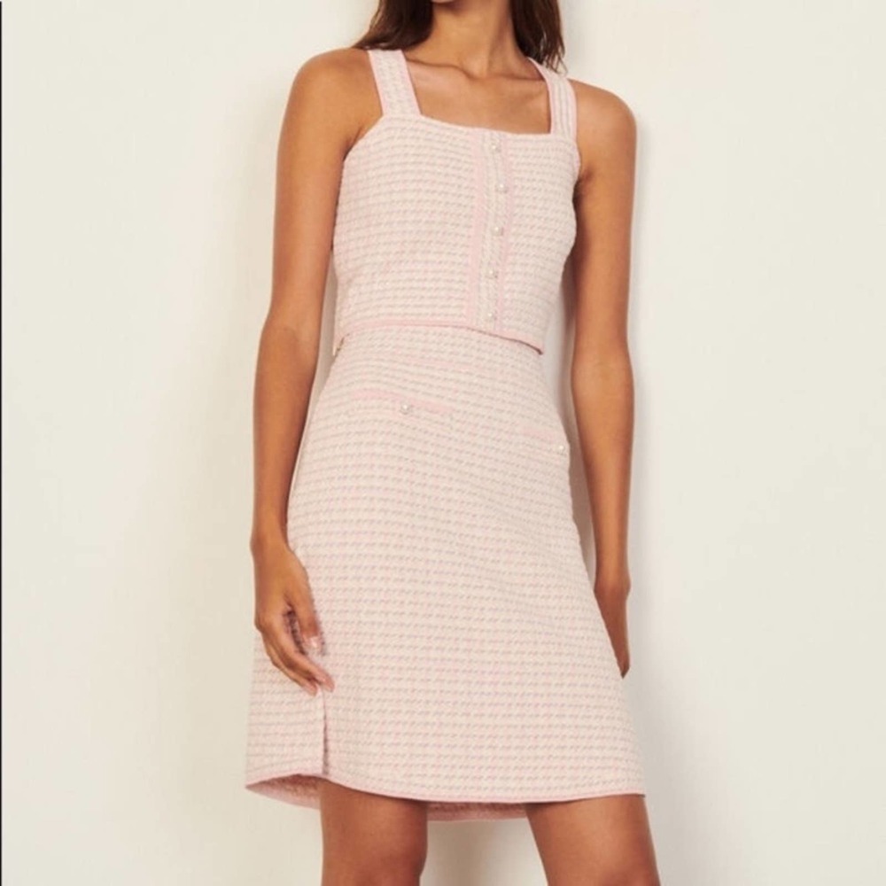 NWT Sandro Blandine Tweed A-Line Skirt